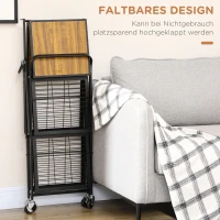 HOMCOM Keukenwagen in industrieel design met 3 schappen, multifunctionele trolley, serveerwagen, 4 wielen, opvouwbaar, bruin+zwart(m-5)