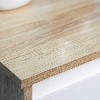 kleankin Badkamerkast, badkamercommode, 2-laags, ruimtebesparend MDF naturel hout + wit(m-8)