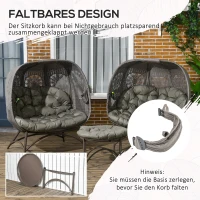 Outsunny Tuinmeubelset, 2 rieten stoelen met bijzettafel, inklapbaar, zitkussens, metalen frame, kleur: zand(m-6)