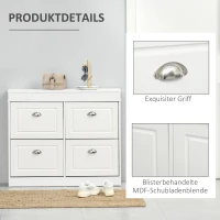 HOMCOM Schoenenkast schoenenrek met 4 lades en verstelbare plank wit(m-6)