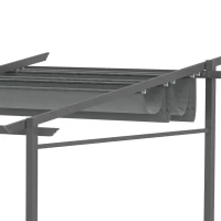 Outsunny Pergola, inklusive Befestigungsmaterial, ausziehbares Dach, 3,97 m x 2,95 m x 2,3 m, Dunkelgrau(m-9)
