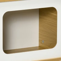 PawHut kattengrot, kattenhut met speelgoedbal, kattenhuis met kussen, eiken(m-13)