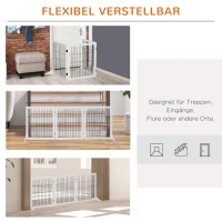 PawHut hondenomheining grenen wit 185 x 36 x 71 cm(m-4)