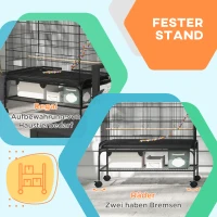 PawHut Vogelkooi inclusief zitstokken, vogelspeelgoed, uitneembare vloerbak, zwart(m-7)