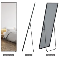 HOMCOM Grote staande spiegel, wandspiegel, lichaamsspiegel, 161,5 cm, zilver(m-4)