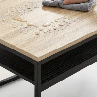 HOMCOM Salontafel met Opbergruimte, modern industrieel, 2 planken & verstelbare poten, eiken(m-10)