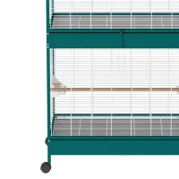 PawHut Cage à oiseaux sur roulettes avec séparateur amovible, 6 mangeoires et 4 perchoirs, 2 plateaux coulissants, pour perruches, cockatiels, canaris(m-13)
