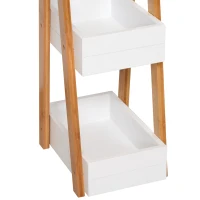 HOMCOM Badkamerstelling ladderrek 3 niveaus ladderkast badkamer opbergkast stelling wit(m-8)