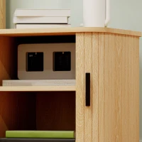 HOMCOM Nachtkast met lamellen deuren en stalen poten, voor slaapkamer en woonkamer, eikenhout(m-13)