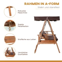 Outsunny Hollywoodschommel hout tuinschommel schommelbank ligfunctie 3 personen(m-6)