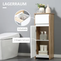 kleankin Badkamerkast, badkamercommode, 2-laags, ruimtebesparend MDF naturel hout + wit(m-5)