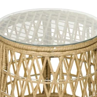 Outsunny Tuinmeubelset 3-delig, Bistroset - Weerbestendig - Afneembare kussens - 85 cm x 70 cm x 82 cm - Natuurlijk + Lichtbruin(m-12)