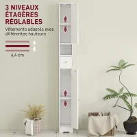 HOMCOM Meuble colonne salle de bain, meuble de rangement, 2 portes, tiroir, compartiment ouvert, étagère réglable, blanc(m-5)