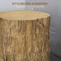 HOMCOM Bijzettafel Boomstamlook Nachtkastje Waterdicht, Salontafel van Anorganisch Mineraalpoeder, Plantenstandaard Bloemenkrukje voor Woonkamer Slaapkamer 37 x 37 x 43 cm Naturel(m-5)