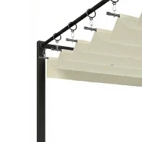 Outsunny Pergola de Jardin Tonnelle de Terrasse Toit Rétractable Structure Métallique Ultra-Stable UV50+ 570x295x221cm Beige(m-12)