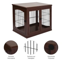 PawHut Hondenbox, 2 ingangen, afsluitbaar, MDF en metaal, 58,4 x 81,3 x 66 cm, Zwart(m-7)