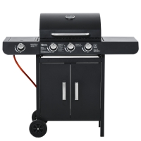 Outsunny gasgrill BBQ met 4 branders metaal zwart 110 x 50 x 100 cm
