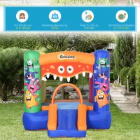 Outsunny Zelfopblazende Springkasteel, met Blower, Patches, Bevestigingsmateriaal, 250 cm x 180 cm x 175 cm, Meerkleurig(m-5)