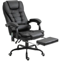 Vinsetto Massagestoel directiestoel met voetensteun, verstelbare rugleuning PVC zwart(m-10)