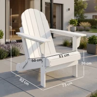 Outsunny tuinstoel, klapstoel, ergonomisch design, weerbestendig, kunststof, wit, 73 x 82 x 88 cm(m-3)