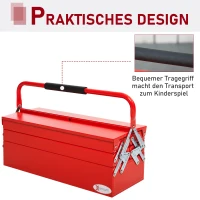 DURHAND Gereedschapskist gereedschapskoffer 5 bakken staal rood 57 x 21 x 41 cm(m-4)