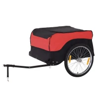 HOMCOM 20 inch aanhangwagen transportaanhanger fietsaanhanger rood / zwart(m-10)