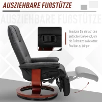 HOMCOM TV fauteuil verstelbare fauteuil kunstleder 360 ° draaistoel, kantelbare houten voet(m-5)