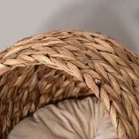 PawHut kattenmand rotan kattennest kattenbed met kussen huisdierbed bruin(m-8)