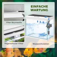 PawHut Aquarium, 17 L Tropenfischaquarium, leichte Pflege, klare Sicht, mit LED-Leuchten, 35L x 21B x 31H cm, Weiß+Schwarz(m-4)