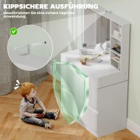 HOMCOM Schminktisch, Make-up-Tisch mit großem Spiegel, 4 Schubladen, 3 offene Fächer, 2 Schränke, MDF, Weiß(m-8)