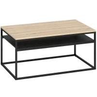 HOMCOM Salontafel met Opbergruimte, modern industrieel, 2 planken & verstelbare poten, eiken(m-1)