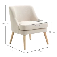 HOMCOM eetkamerstoel modern linnen design 63 x 69 x 79,5 cm(m-3)
