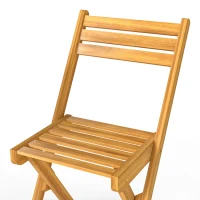 Outsunny Ensemble de Bistrot 3 Pièces Pliable en Bois d'Acacia avec Table Ronde et 2 Chaises, san Montage, 60x60x75cm, Naturel(m-12)