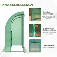Outsunny polykas staal groen 200 cm x 100 cm x 215 cm(m-6)