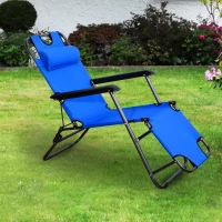 Outsunny Ligbank ligbed strandstoel ligbank voor buiten inklapbaar met kussen strand(m-2)