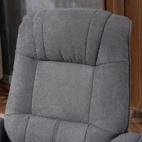 HOMCOM Fauteuil relax inclinable repose-pieds réglable pivotant 360° piètement bois tissu aspect lin gris(m-10)