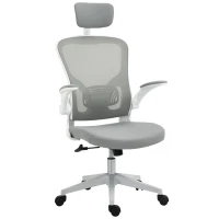 Vinsetto kantoorstoel ergonomische bureaustoel met kantelfunctie hoofdsteun grijs(m-10)