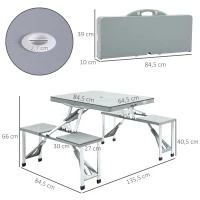 Outsunny® campingtafel set picknicktafel zitgroep klaptafel met 4 stoelen aluminium 135 x 82 x 66 cm | Aosom.nl(m-3)