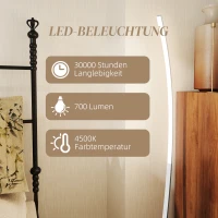 HOMCOM LED-Flurlampe mit anpassbarer Helligkeit, Moderne Stehlampe mit Fußschalter für Schlafzimmer, Wohnzimmer, Silber(m-6)