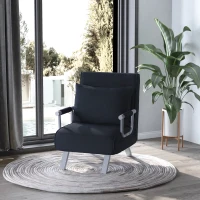 HOMCOM 3-in-1 slaapbank, logeerbed, fauteuil inclusief kussens, zwart(m-2)