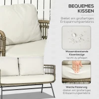 Outsunny tuinmeubels 5-delig Zitset van rotan voor buiten met kussens, aluminium(m-5)