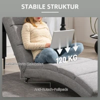 HOMCOM Gestoffeerde fauteuil met rugleuning, relaxstoel met stalen poten en dikke bekleding, voor woonkamer en slaapkamer, lichtgrijs(m-6)