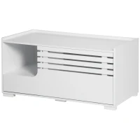 PawHut kattenkast met 2 schappen, 2-in-1 design, magneetdeur, MDF, wit(m-10)