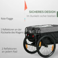 HOMCOM 2-in-1 fietskar, laadaanhanger, 40 kg draagvermogen, zwart+grijs(m-5)