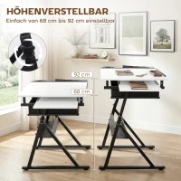 HOMCOM Verstelbare Tekentafel, Werktafel met Kruk en Lades, Wit(m-6)