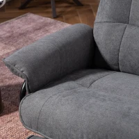 HOMCOM Fauteuil relax inclinable repose-pieds réglable pivotant 360° piètement bois tissu aspect lin gris(m-9)