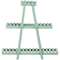 Outsunny plantenrek, bloemenrek met 3 treden, plantentrap voor 6 bloempotten, plantenstandaard voor tuin, balkon, hout, lichtgroen, 76 x 26 x 76 cm(m-10)