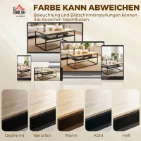 HOMCOM Salontafel met Opbergruimte, modern industrieel, 2 planken & verstelbare poten, eiken(m-7)