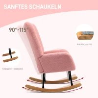 HOMCOM Schaukelstuhl, kuscheliger Bezug, dicke Polsterung, rutschfest, Rosa(m-4)