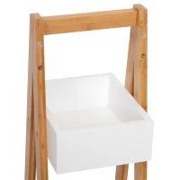 HOMCOM Badkamerstelling ladderrek 3 niveaus ladderkast badkamer opbergkast stelling wit(m-9)